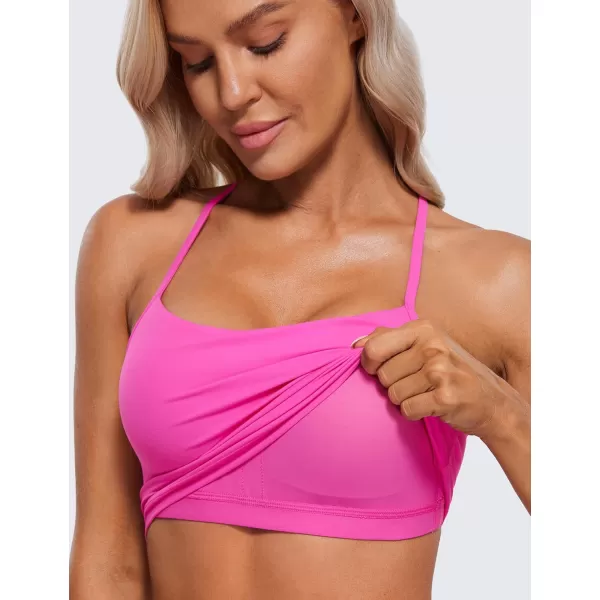 CRZ YOGA Womens Butterluxe Y Back Longline Sports Bras  Spaghetti Straps Racerback Padded Yoga Bra Workout Crop Tank TopLight Purple