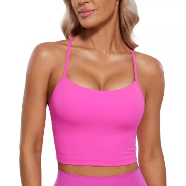 CRZ YOGA Womens Butterluxe Y Back Longline Sports Bras  Spaghetti Straps Racerback Padded Yoga Bra Workout Crop Tank TopLight Purple