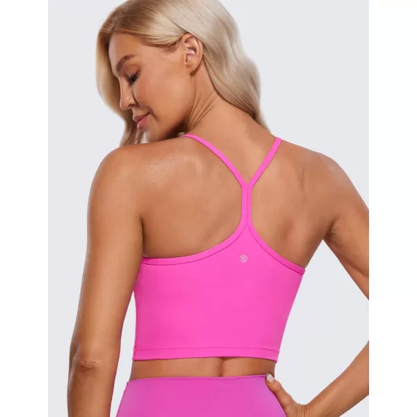 CRZ YOGA Womens Butterluxe Y Back Longline Sports Bras  Spaghetti Straps Racerback Padded Yoga Bra Workout Crop Tank TopLight Purple