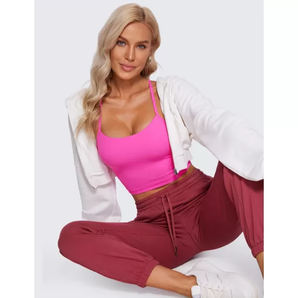 CRZ YOGA Womens Butterluxe Y Back Longline Sports Bras  Spaghetti Straps Racerback Padded Yoga Bra Workout Crop Tank TopLight Purple