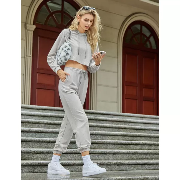 CRZ YOGA Womens Casual Cropped Hoodie Long Sleeves Drawstring Sweatshirts Cute Pullover Workout Crop TopsDove Grey Heather