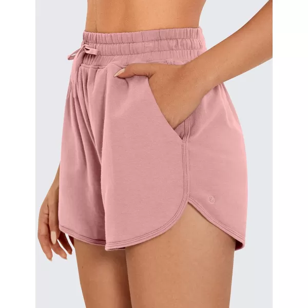 CRZ YOGA Womens Casual Sweat Shorts  35 Athletic Summer Comfy Cotton Lounge Shorts Gym Jersey Shorts with PocketsPink Puff