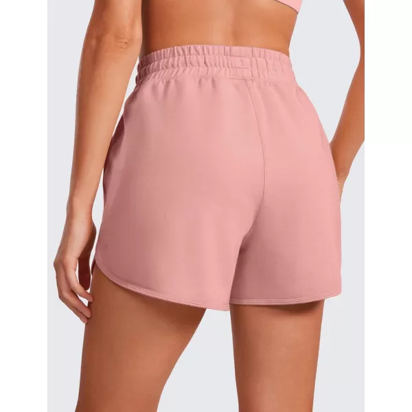 CRZ YOGA Womens Casual Sweat Shorts  35 Athletic Summer Comfy Cotton Lounge Shorts Gym Jersey Shorts with PocketsPink Puff