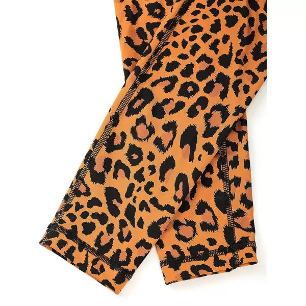 CRZ YOGA Womens Compression Workout Leggings 252825 inches Bright Orange Leopard Grain