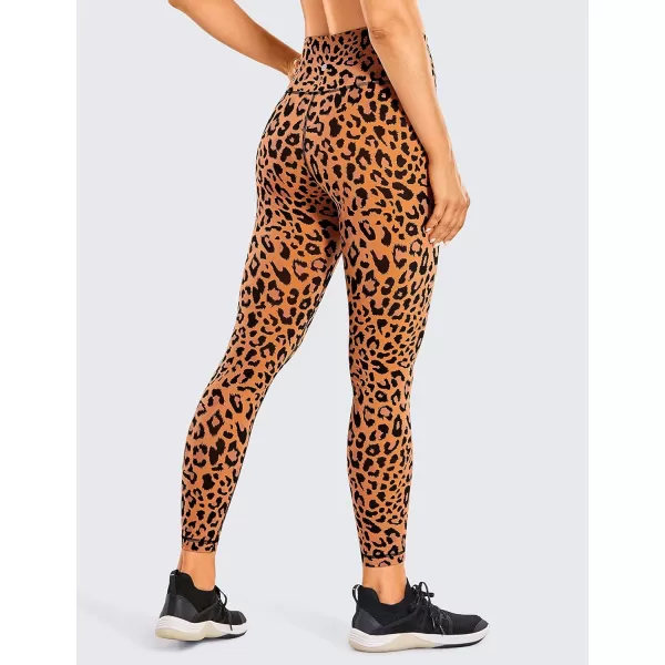 CRZ YOGA Womens Compression Workout Leggings 252825 inches Bright Orange Leopard Grain