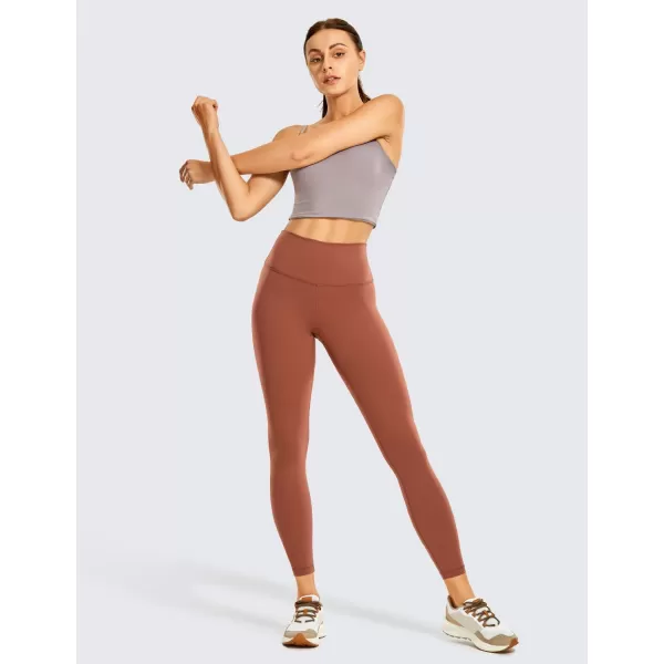 CRZ YOGA Womens Compression Workout Leggings 252825 inches The Cognac Brown