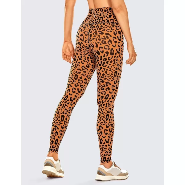 CRZ YOGA Womens Compression Workout Leggings 252828 inches Bright Orange Leopard Grain