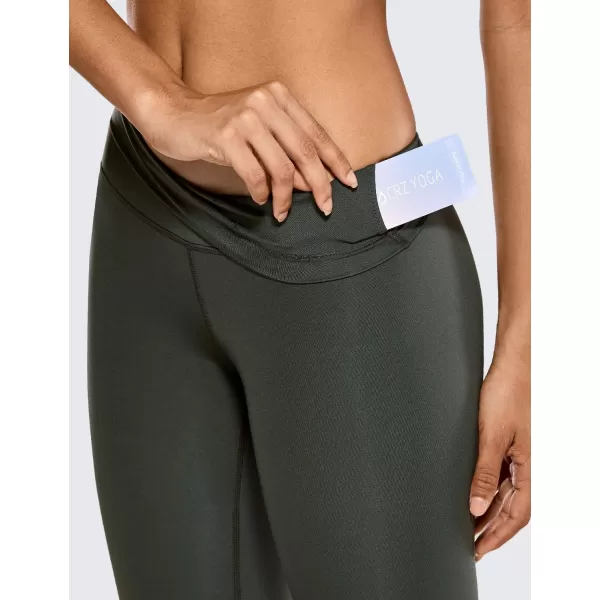 CRZ YOGA Womens Compression Workout Leggings 252828 inches Grey Olive