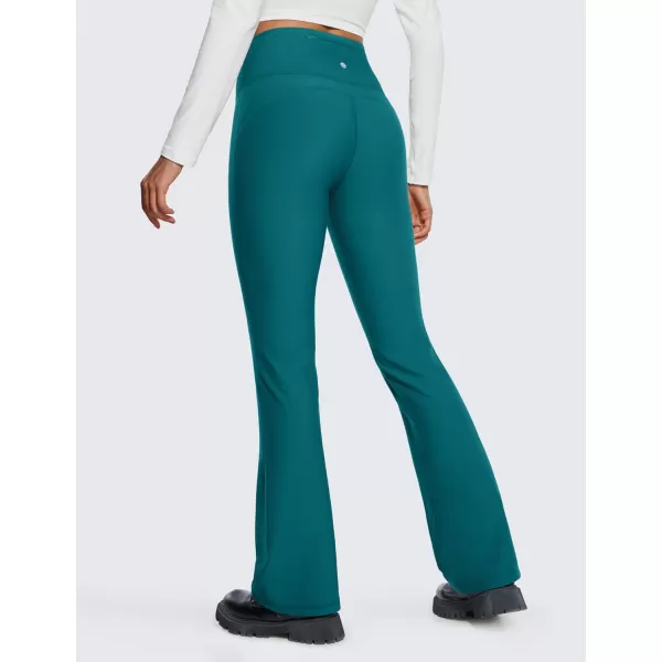 CRZ YOGA Womens Fleece Lined Flare Leggings 31 Bootcut Yoga Pants Tummy Control Winter Thermal Warm Soft Casual Lounge Pants31 inches Green Jade