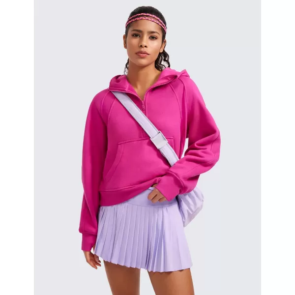 CRZ YOGA Womens Fleece Lined Half Zip Hoodies Pullover Oversized Long Sleeve Casual Workout Sweatshirts with Thumb HolesHibiscus Purple