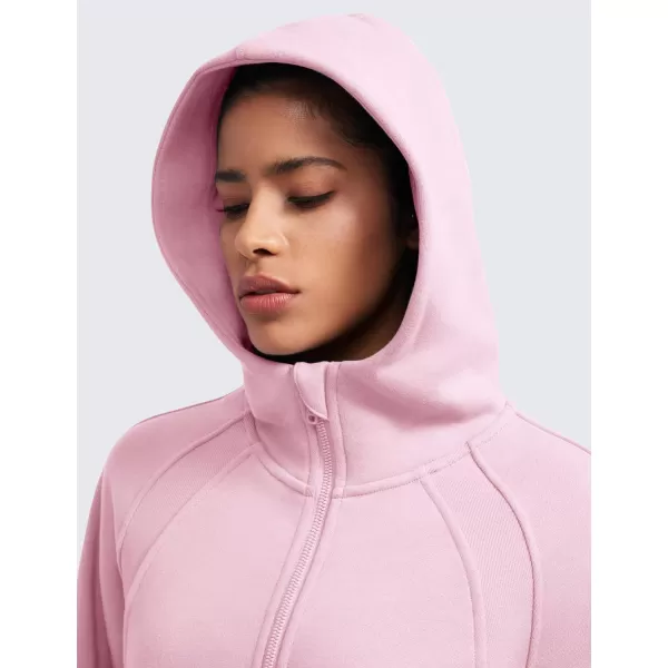 CRZ YOGA Womens Fleece Lined Half Zip Hoodies Pullover Oversized Long Sleeve Casual Workout Sweatshirts with Thumb HolesPink Peony