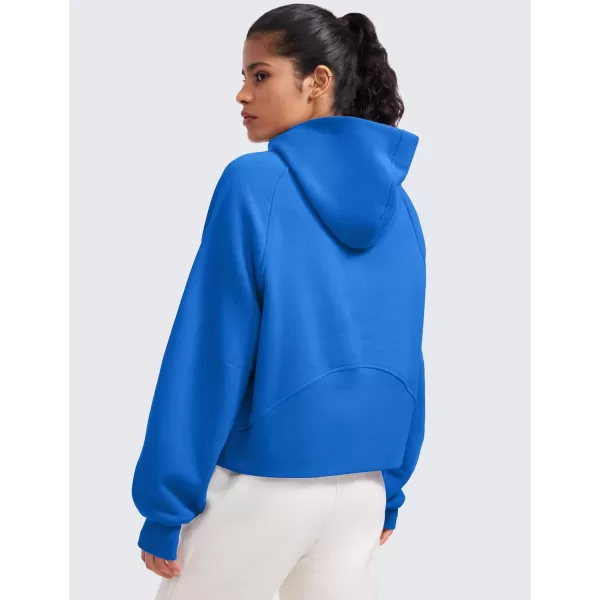 CRZ YOGA Womens Fleece Lined Half Zip Hoodies Pullover Oversized Long Sleeve Casual Workout Sweatshirts with Thumb HolesSparkle Blue