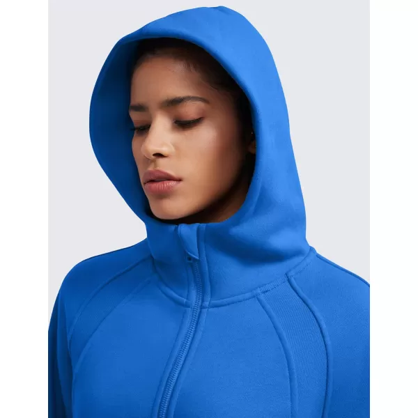 CRZ YOGA Womens Fleece Lined Half Zip Hoodies Pullover Oversized Long Sleeve Casual Workout Sweatshirts with Thumb HolesSparkle Blue