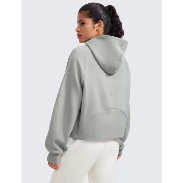 CRZ YOGA Womens Fleece Lined Half Zip Hoodies Pullover Oversized Long Sleeve Casual Workout Sweatshirts with Thumb HolesSterling
