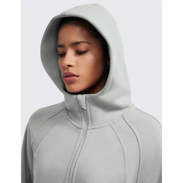 CRZ YOGA Womens Fleece Lined Half Zip Hoodies Pullover Oversized Long Sleeve Casual Workout Sweatshirts with Thumb HolesSterling
