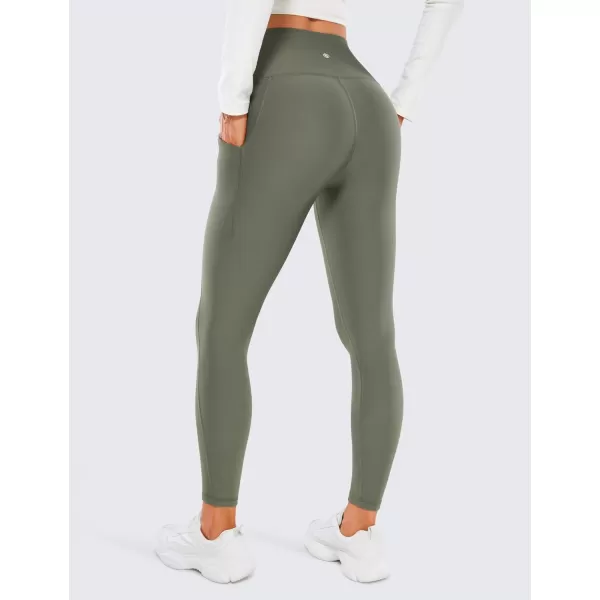 CRZ YOGA Womens Fleece Lined Leggings with Pockets 265  Winter Thermal Warm Soft Water Resistant Casual Lounge Pants265 Height 52  56 Light Army Green