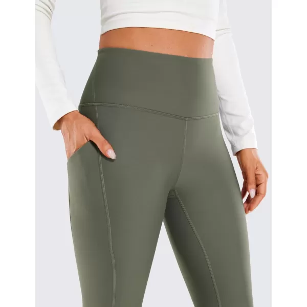 CRZ YOGA Womens Fleece Lined Leggings with Pockets 265  Winter Thermal Warm Soft Water Resistant Casual Lounge Pants265 Height 52  56 Light Army Green