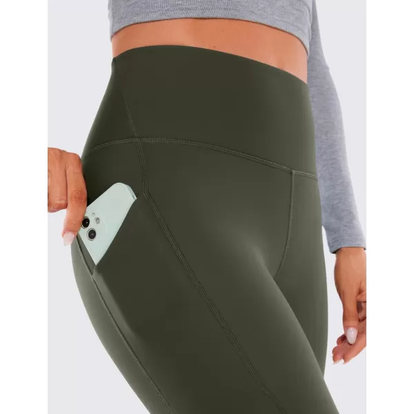 CRZ YOGA Womens Fleece Lined Leggings with Pockets 265  Winter Thermal Warm Soft Water Resistant Casual Lounge Pants265 Height 52  56 Olive Green