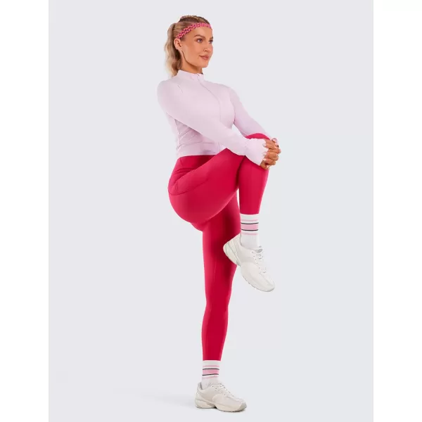 CRZ YOGA Womens Fleece Lined Leggings with Pockets 265  Winter Thermal Warm Soft Water Resistant Casual Lounge Pants265 Height 52  56 Viva Magenta