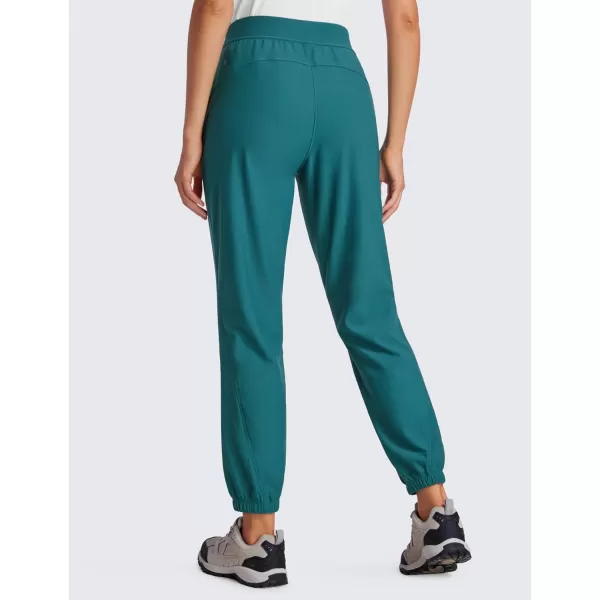 CRZ YOGA Womens Fleece Lined Workout Joggers 28  Hiking Running Pants Water Resistant Pockets Thermal Winter Warm Outdoor28 inches Green Jade