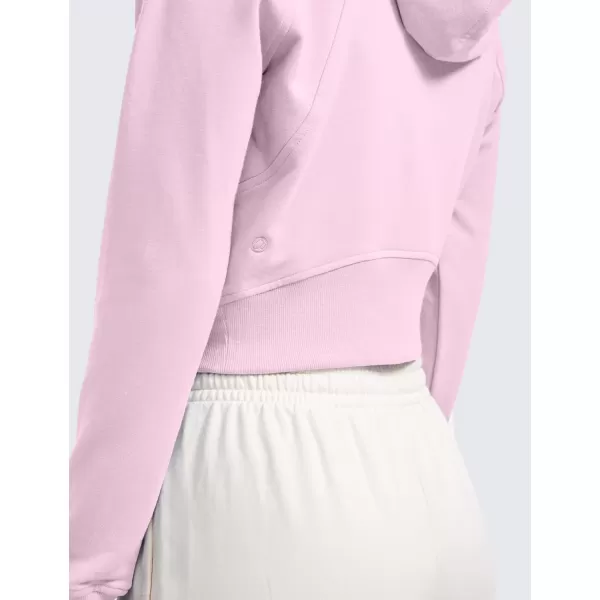 CRZ YOGA Womens Fleece Zip Up Cropped Hoodie Workout Jacket Athletic Casual Long Sleeve Sweatshirts with Thumb HolesPink Peony