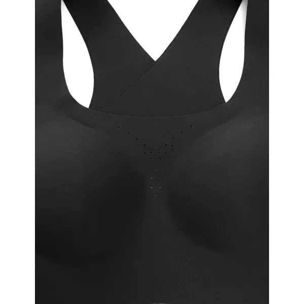 CRZ YOGA Womens Flex Sculpt Racerback Sports Bra  U Neck Medium Impact Padded Wireless Workout Bra Gym Crop TopBlack