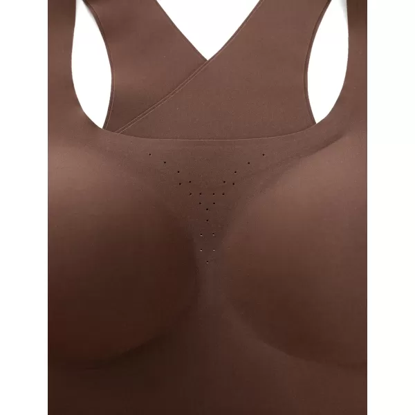 CRZ YOGA Womens Flex Sculpt Racerback Sports Bra  U Neck Medium Impact Padded Wireless Workout Bra Gym Crop TopCoffee Brown