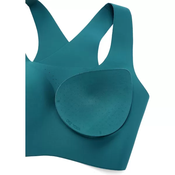 CRZ YOGA Womens Flex Sculpt Racerback Sports Bra  U Neck Medium Impact Padded Wireless Workout Bra Gym Crop TopGreen Jade