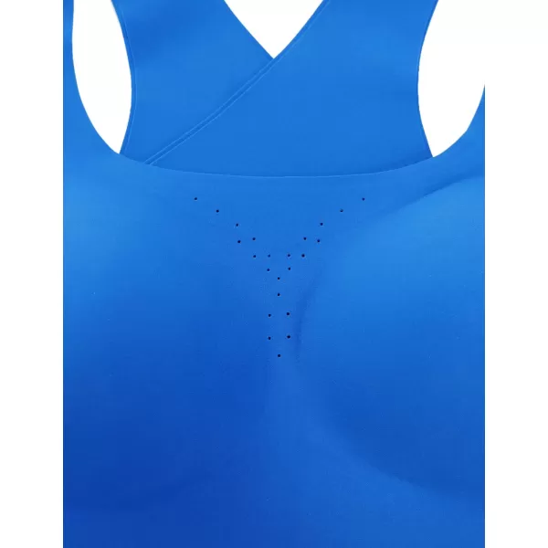 CRZ YOGA Womens Flex Sculpt Racerback Sports Bra  U Neck Medium Impact Padded Wireless Workout Bra Gym Crop TopSparkle Blue