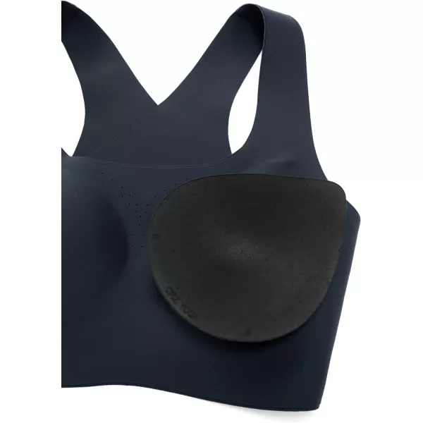 CRZ YOGA Womens Flex Sculpt Racerback Sports Bra  U Neck Medium Impact Padded Wireless Workout Bra Gym Crop TopTrue Navy