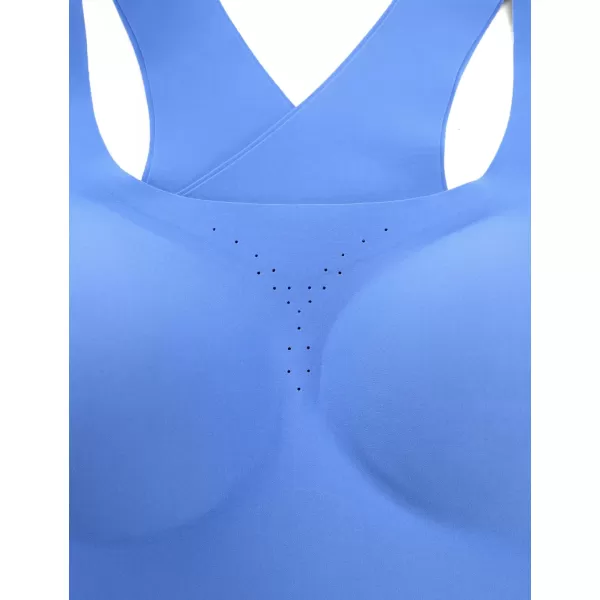 CRZ YOGA Womens Flex Sculpt Racerback Sports Bra  U Neck Medium Impact Padded Wireless Workout Bra Gym Crop TopWild Indigo