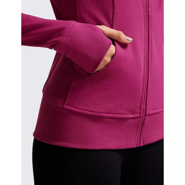 CRZ YOGA Womens Full Zip Hooded Sweatshirts Workout Sweat Jackets Slim Fit Running Track Hoodies with ThumbholesMagenta Purple