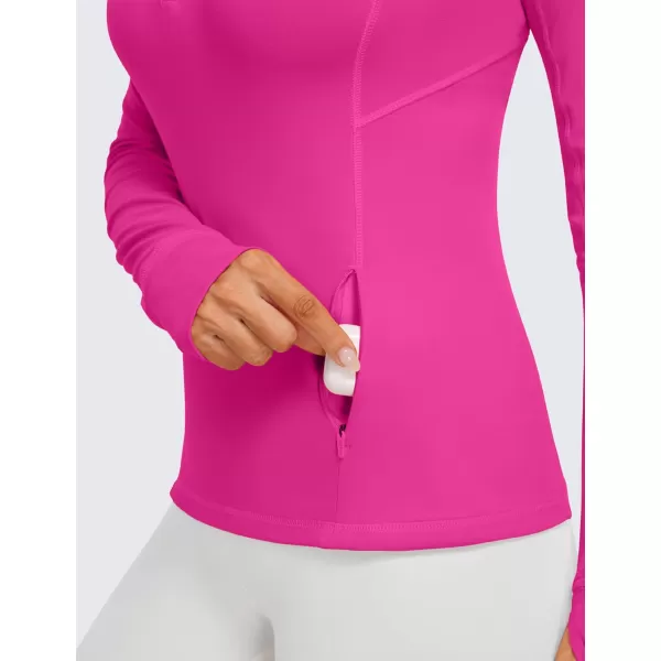 CRZ YOGA Womens Half Zip Long Sleeve Pullover Shirts Slim Fit Workout Yoga Athletic Tops with ThumbholesHibiscus Purple