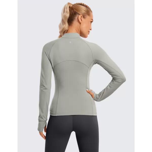 CRZ YOGA Womens Half Zip Long Sleeve Pullover Shirts Slim Fit Workout Yoga Athletic Tops with ThumbholesRock Grey