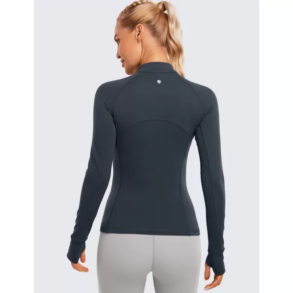 CRZ YOGA Womens Half Zip Long Sleeve Pullover Shirts Slim Fit Workout Yoga Athletic Tops with ThumbholesTrue Navy