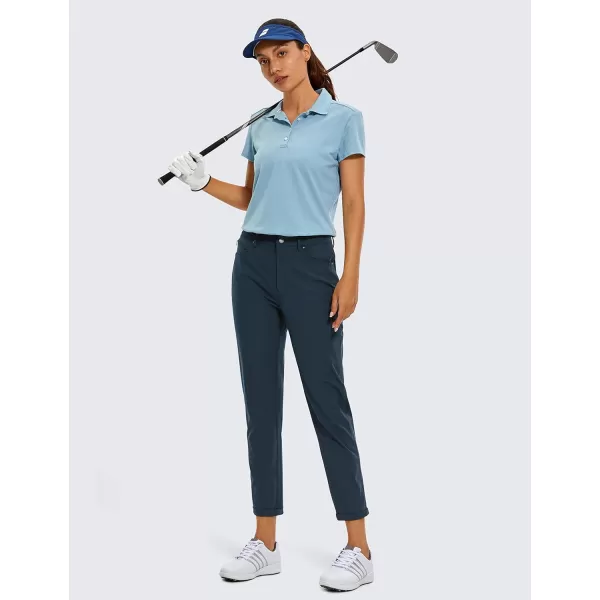 CRZ YOGA Womens High Rise Golf Pants Quick Dry Stretch Casual Straight Leg Dress Work Pants with 5 PocketsInk Blue