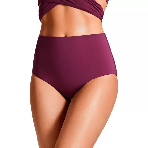 CRZ YOGA Womens High Waisted Bikini Bottom Tummy Control Bathing Swimsuit Bottoms Full Coverage Swim BottomsFuchsia