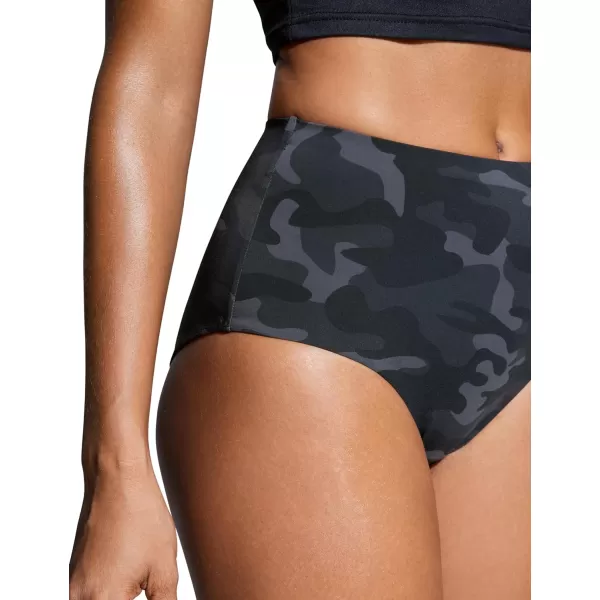 CRZ YOGA Womens High Waisted Bikini Bottom Tummy Control Bathing Swimsuit Bottoms Full Coverage Swim BottomsJungle Camouflage Gray