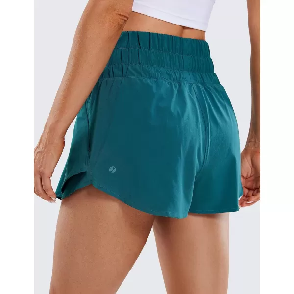 CRZ YOGA Womens High Waisted Flowy Athletic Shorts Ruffle Skirt Wrap Front Liner Workout Running Shorts with Zip PocketBorealis Green
