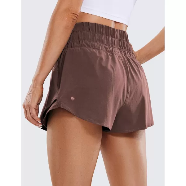 CRZ YOGA Womens High Waisted Flowy Athletic Shorts Ruffle Skirt Wrap Front Liner Workout Running Shorts with Zip PocketTaupe