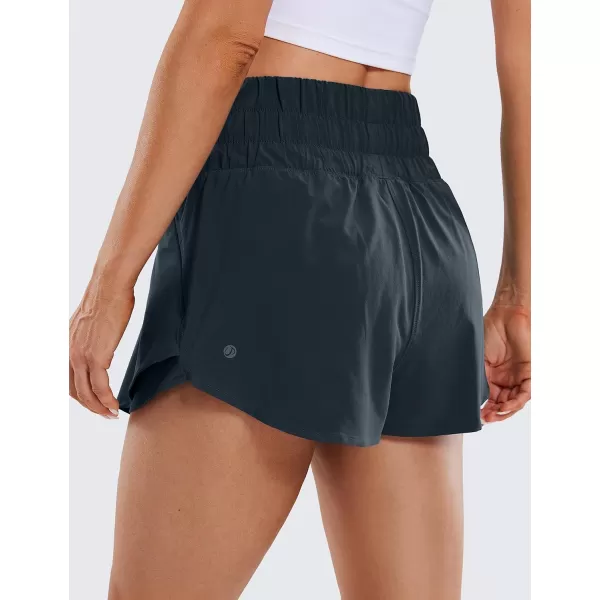 CRZ YOGA Womens High Waisted Flowy Athletic Shorts Ruffle Skirt Wrap Front Liner Workout Running Shorts with Zip PocketTrue Navy