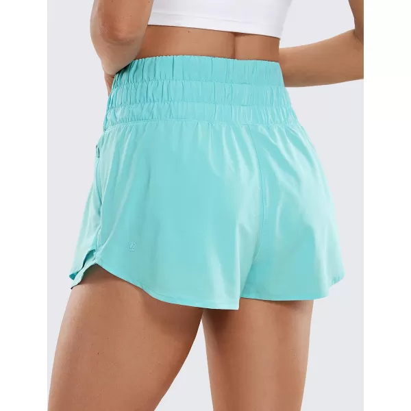 CRZ YOGA Womens High Waisted Flowy Athletic Shorts Ruffle Skirt Wrap Front Liner Workout Running Shorts with Zip PocketTurquoise