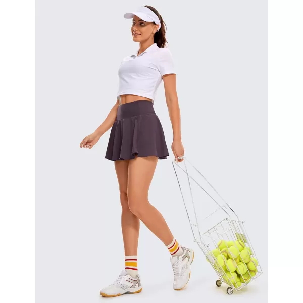 CRZ YOGA Womens High Waisted Pleated Tennis Skirts Lightweight Athletic Workout Running Sports Golf Skorts with PocketsArctic Plum