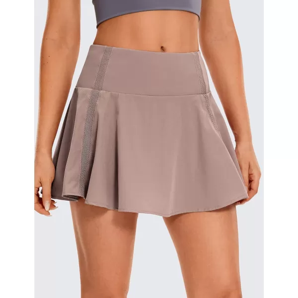 CRZ YOGA Womens High Waisted Pleated Tennis Skirts Lightweight Athletic Workout Running Sports Golf Skorts with PocketsMineral Brown
