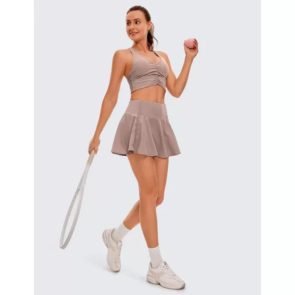 CRZ YOGA Womens High Waisted Pleated Tennis Skirts Lightweight Athletic Workout Running Sports Golf Skorts with PocketsMineral Brown
