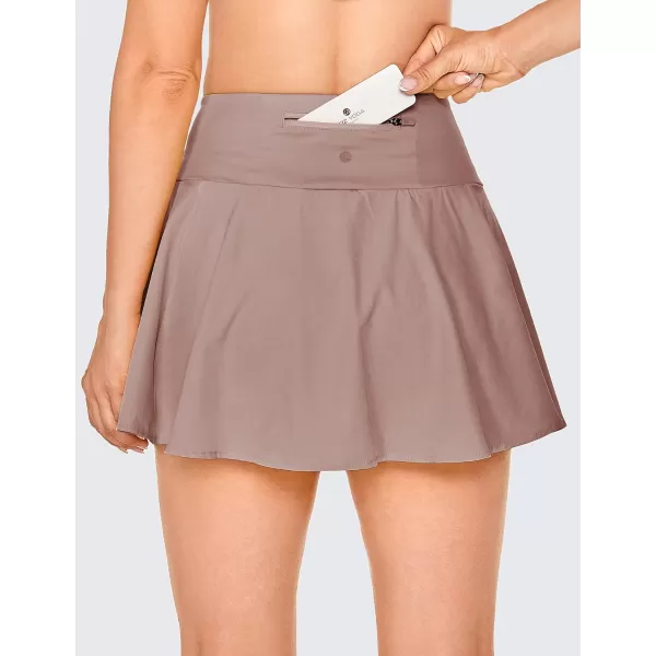 CRZ YOGA Womens High Waisted Pleated Tennis Skirts Lightweight Athletic Workout Running Sports Golf Skorts with PocketsMineral Brown