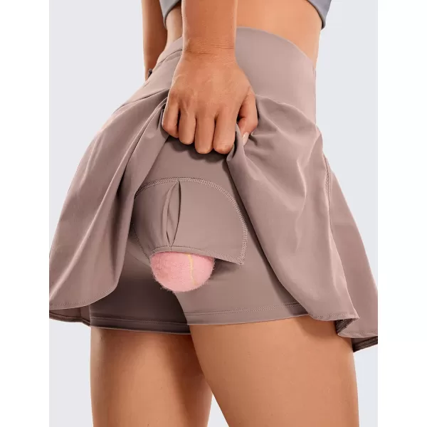 CRZ YOGA Womens High Waisted Pleated Tennis Skirts Lightweight Athletic Workout Running Sports Golf Skorts with PocketsMineral Brown