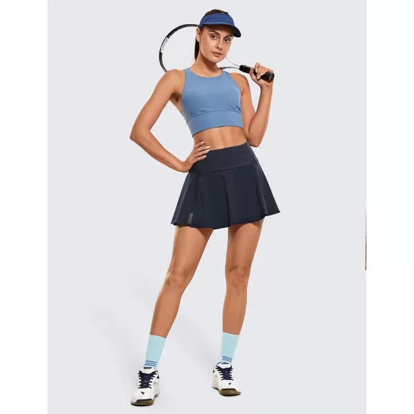 CRZ YOGA Womens High Waisted Pleated Tennis Skirts Lightweight Athletic Workout Running Sports Golf Skorts with PocketsNavy