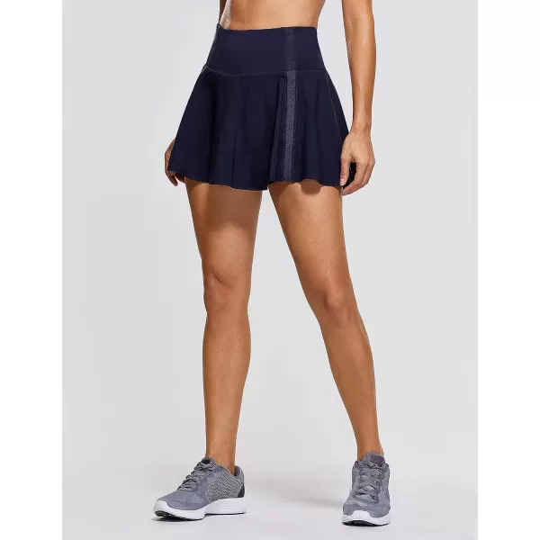 CRZ YOGA Womens High Waisted Pleated Tennis Skirts Lightweight Athletic Workout Running Sports Golf Skorts with PocketsNavy