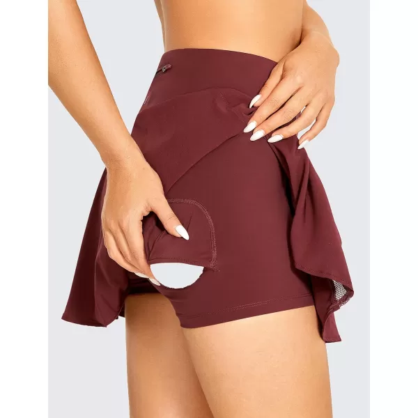 CRZ YOGA Womens High Waisted Pleated Tennis Skirts Lightweight Athletic Workout Running Sports Golf Skorts with PocketsNoctilucence Red